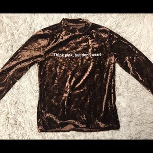 Deep brown velvet long sleeved T shirt